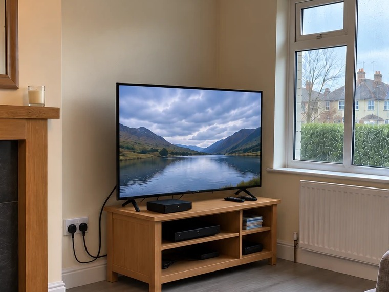 Before: 55in · plasterboard · floating shelf · soundbar