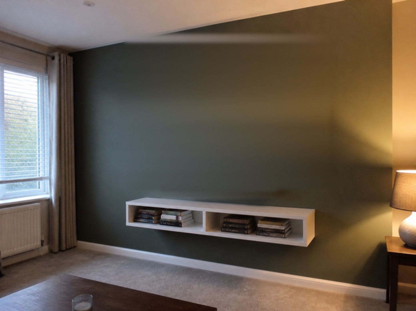 Before: 55in · plasterboard · soundbar · hidden cables